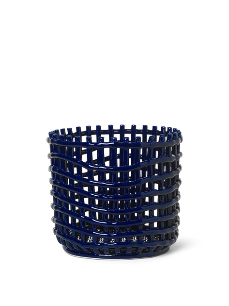 Ceramic Basket in Blue - Large by ferm LIVING