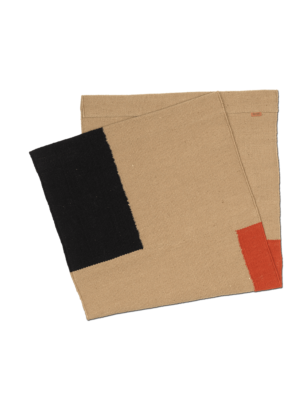 Desert Lounge Seat in Block, folded beige woven seat with black and orange panels