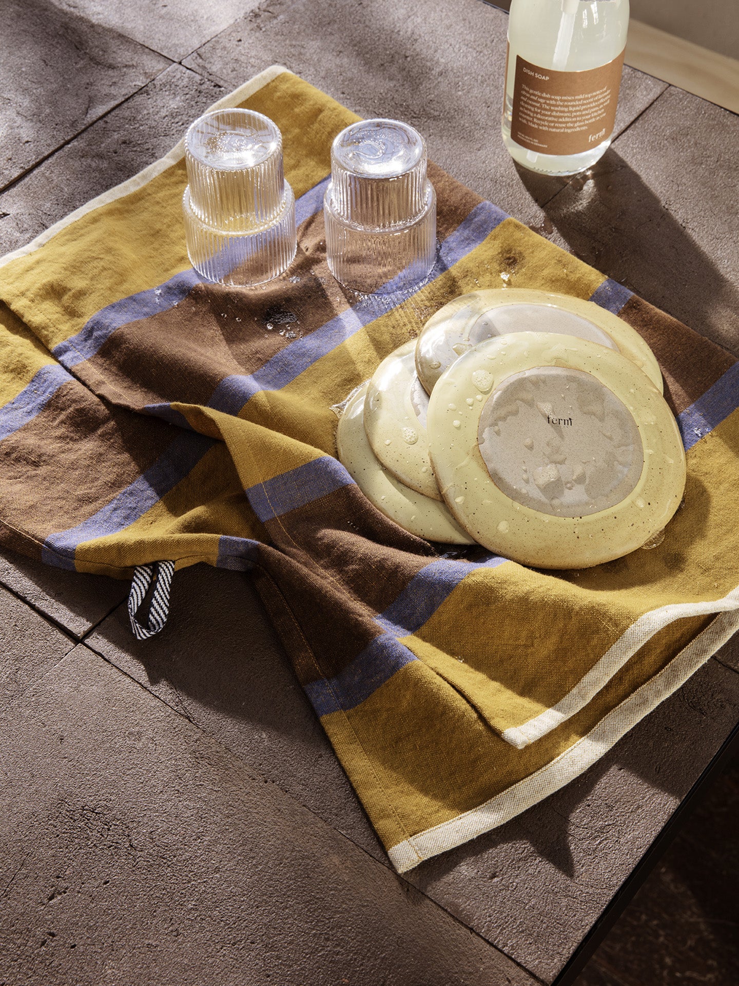 Hale Tea Towel - Lime/Bright Blue/Choco