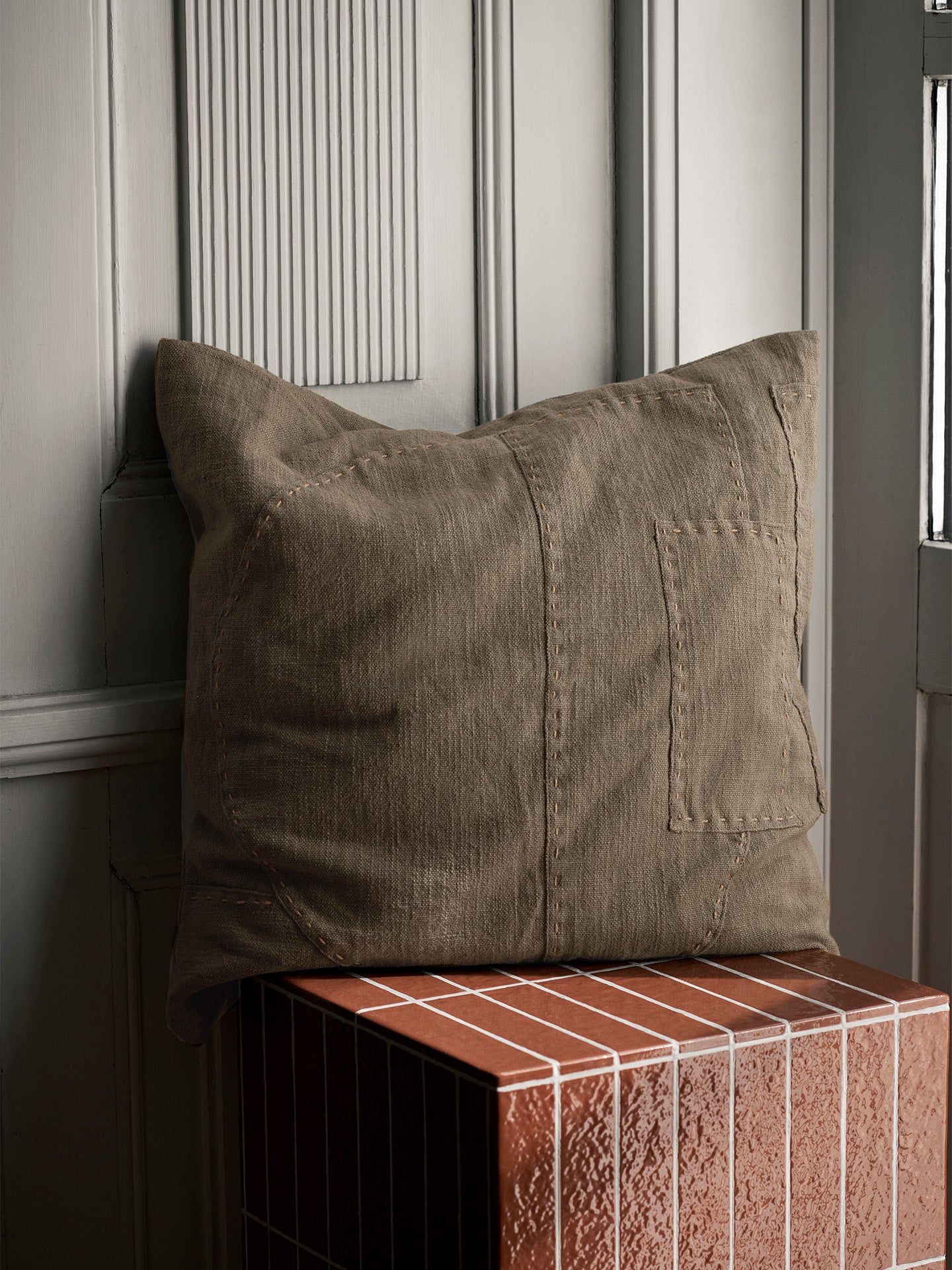 Darn Cushion - Dark Taupe
