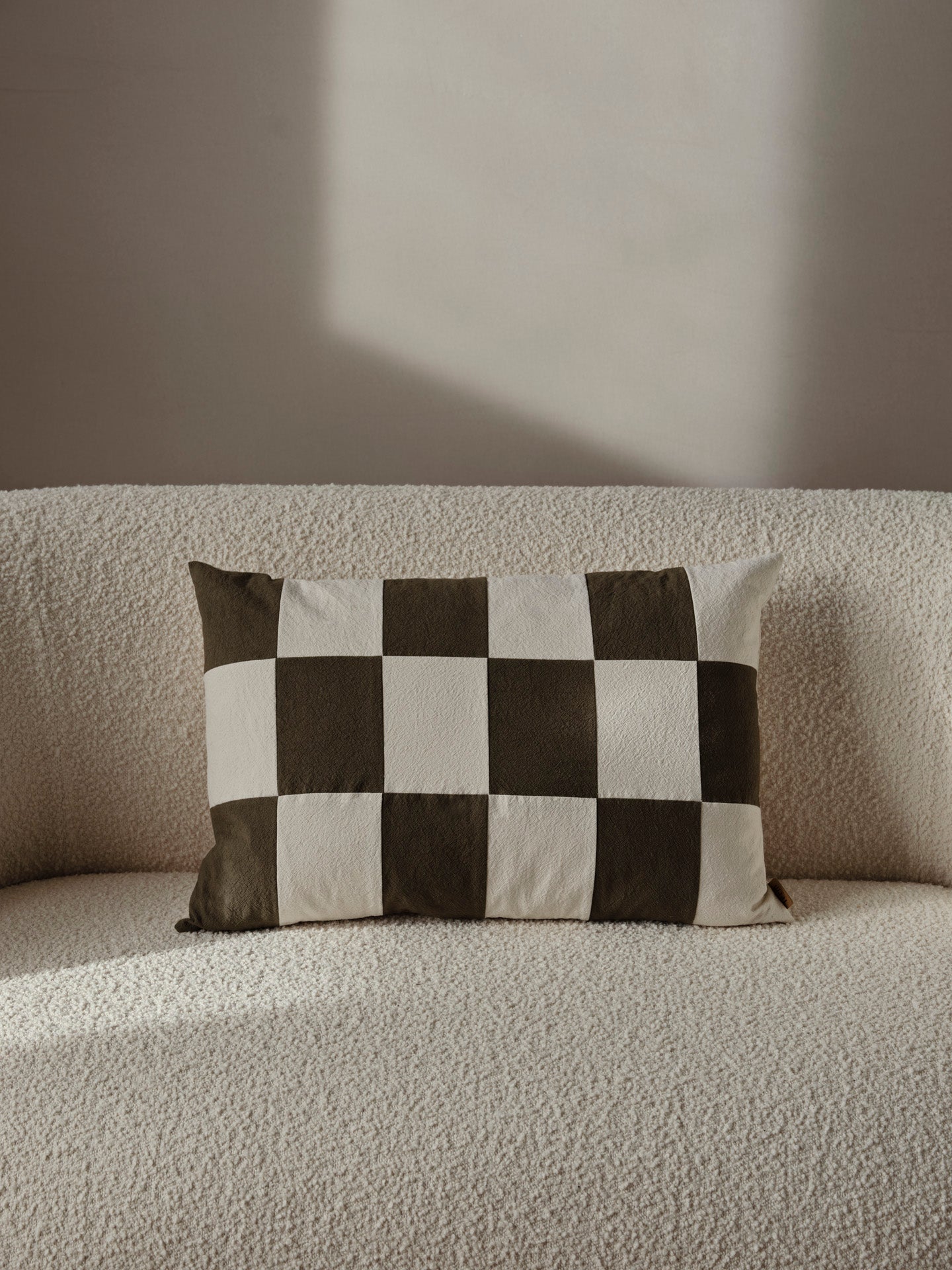 Fold Patchwork Cushion - Dark Olive/Undyed