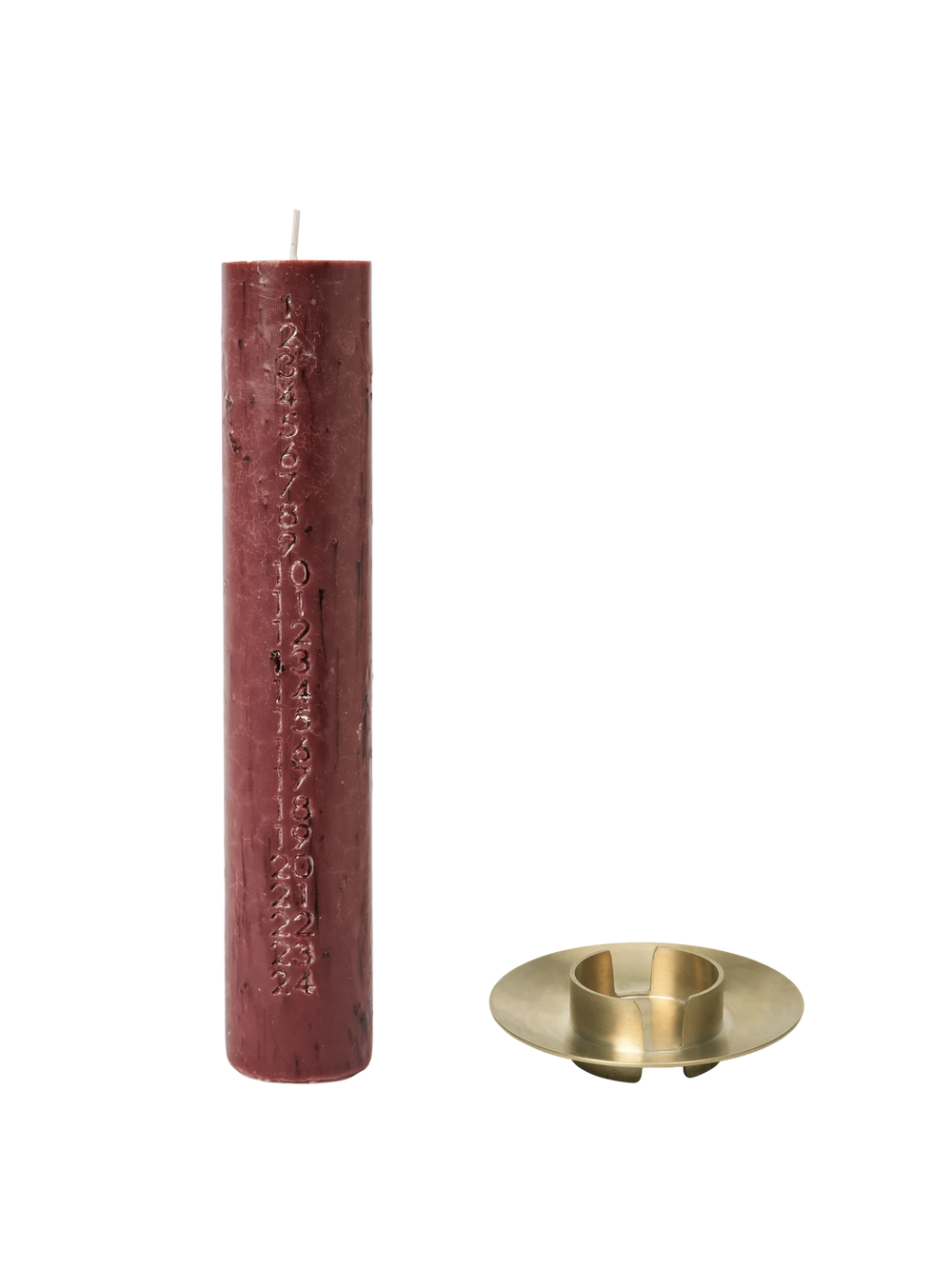 Mura Advent Candle - Dark Grape & Block Candle Holder - Brass - Gift Set