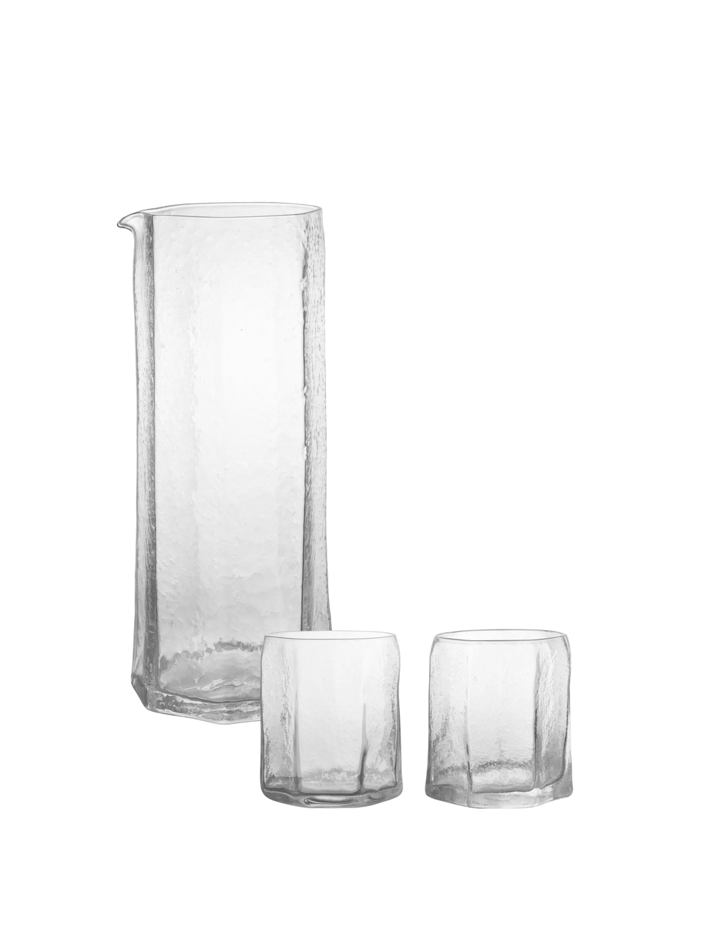 Kiru Carafe & Glasses - Set of 2 - Gift Set - Clear