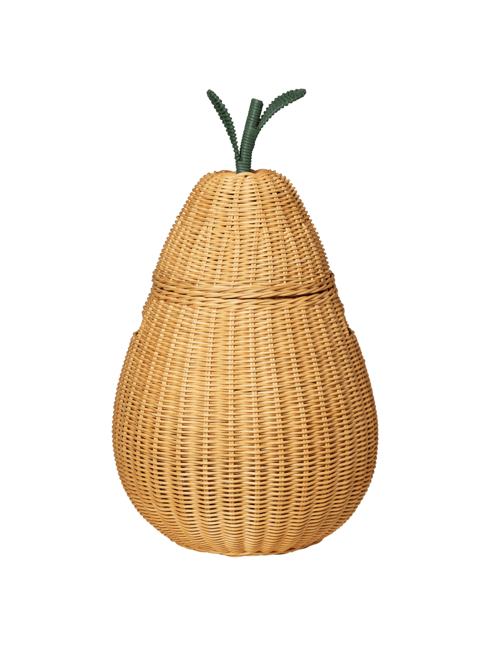 Pear Braided Storage in natural with lid and green stem