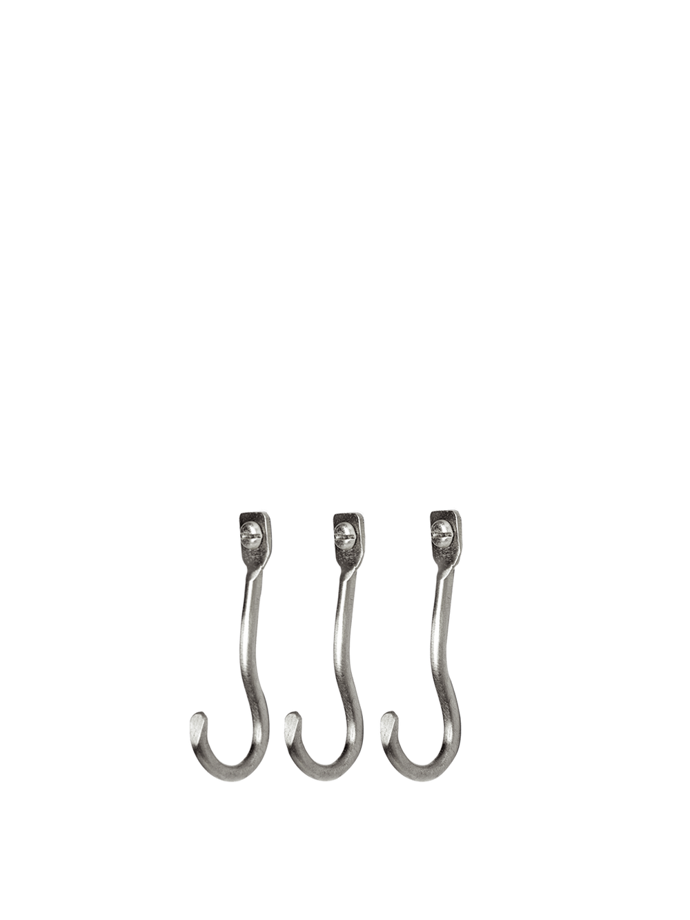 Curvature Hooks in stainless steel, set of three curved wall hooks