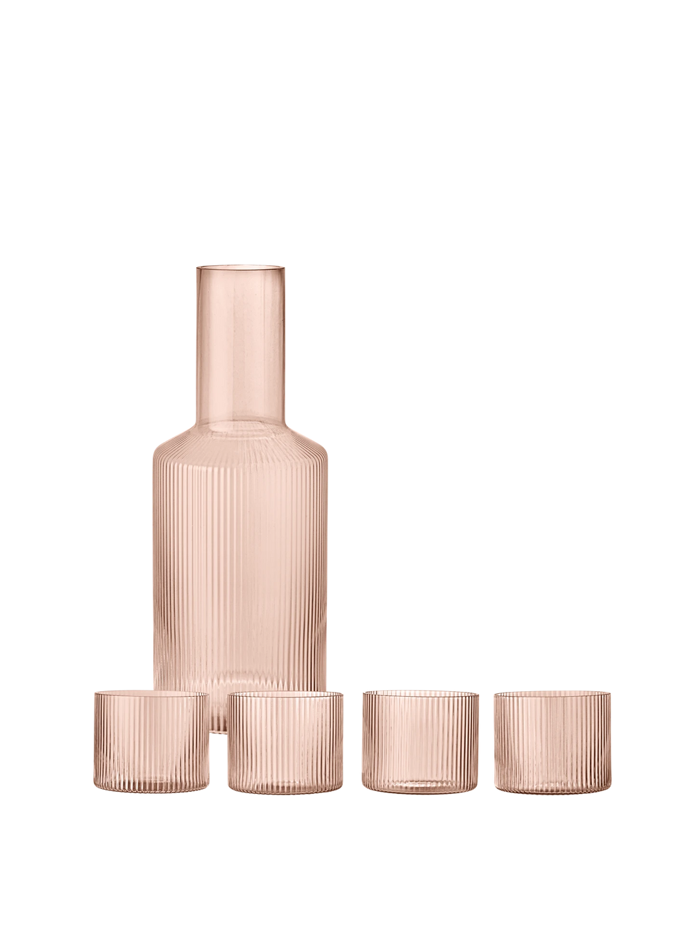 Ripple Low Glasses - Set of 4 & Carafe Gift Set - Blush