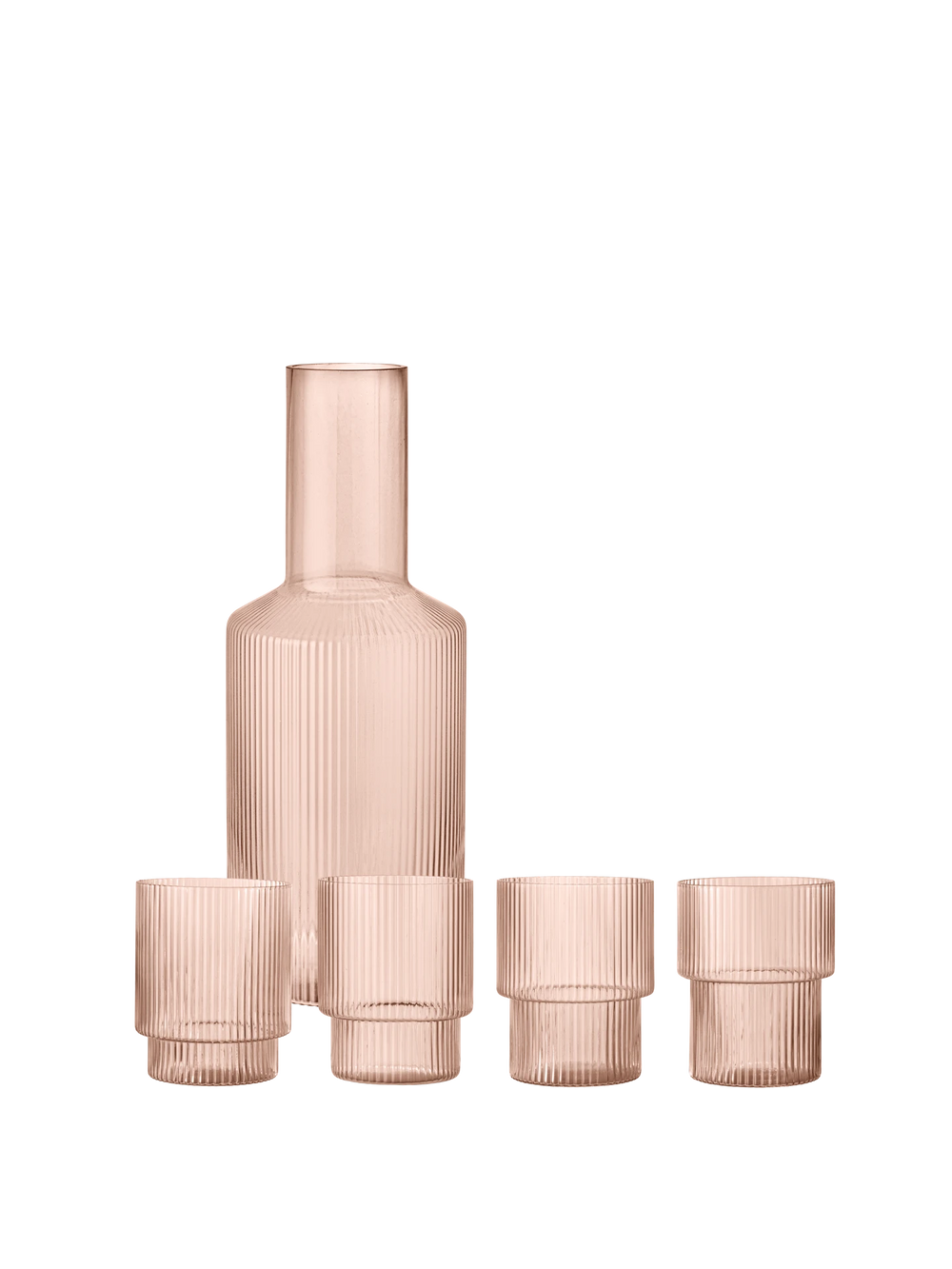 Ripple Glasses - Set of 4 & Carafe Gift Set - Blush