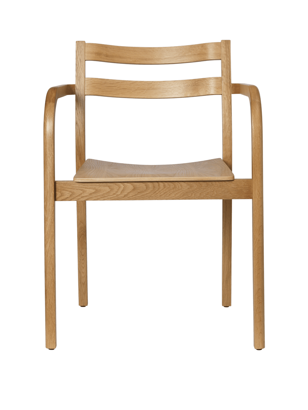 Boda Dining Chair with Arms in natural oak with double-rail backrest