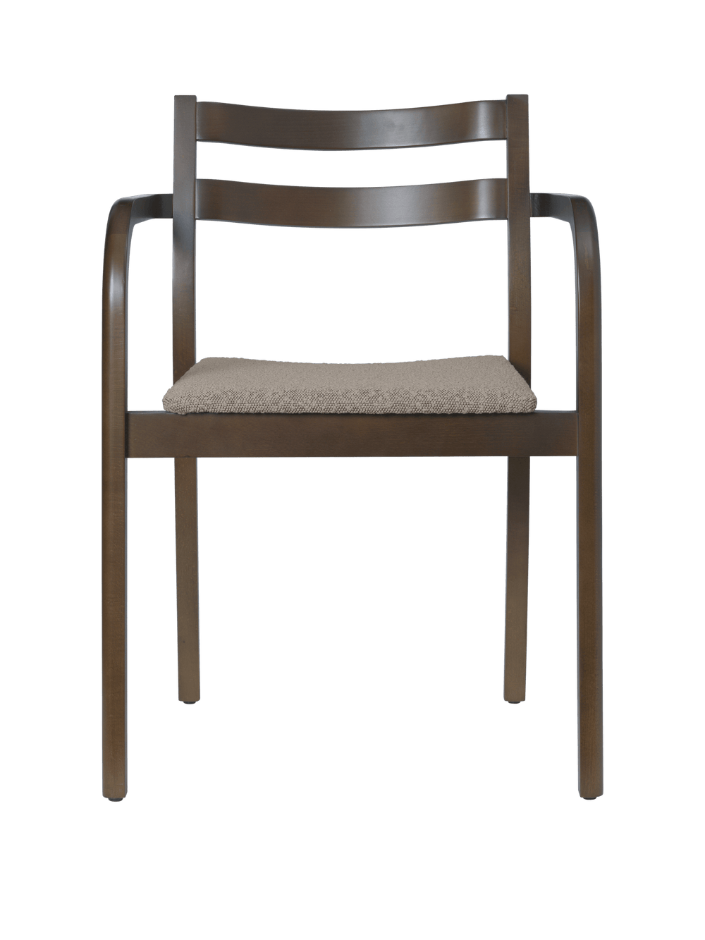 Boda Dining Chair with Arms in dark stained beech with upholstered seat in Natural