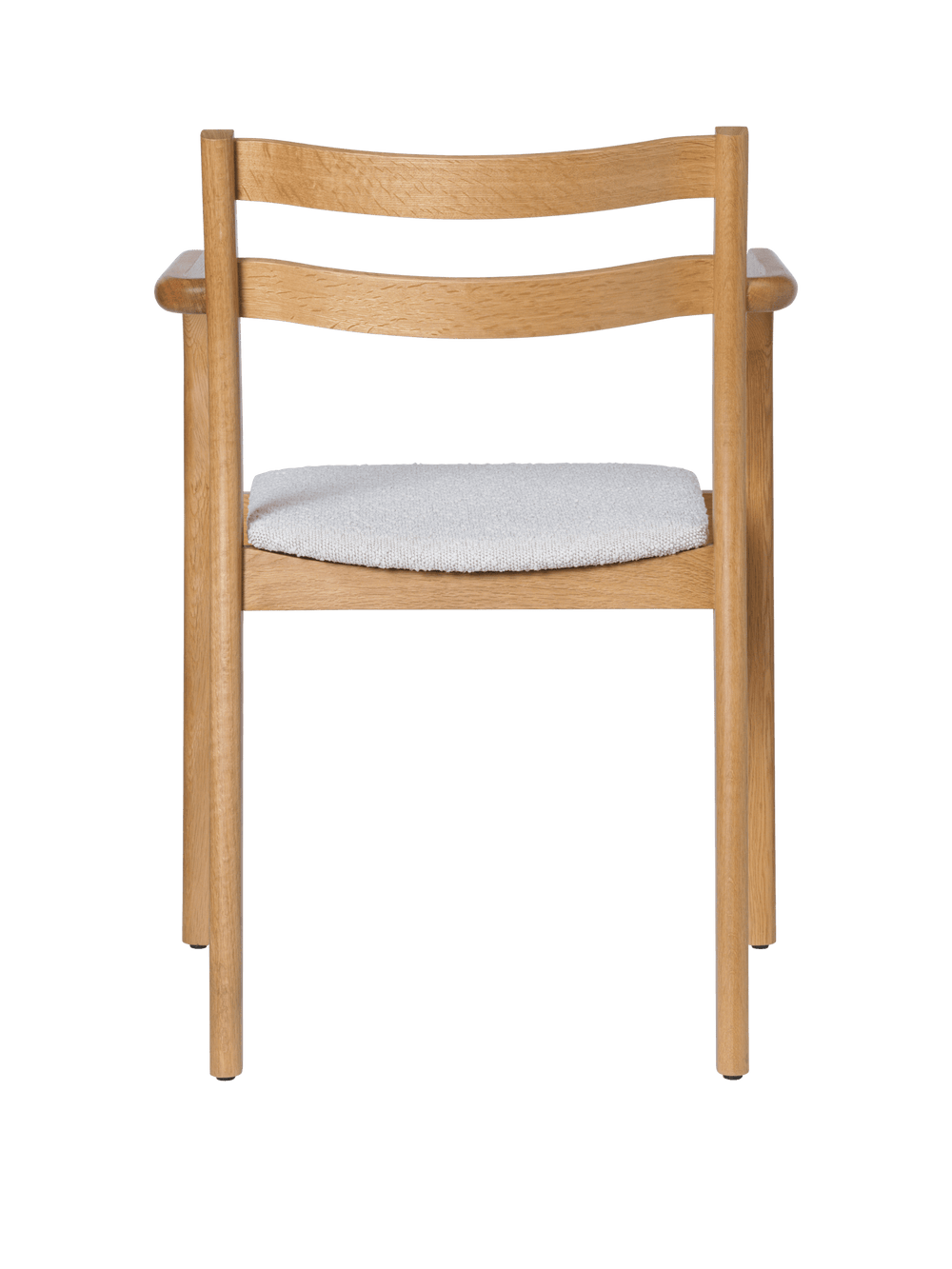 Dining chair seen from behind, showing the double-rail backrest and upholstered seat in Off-White