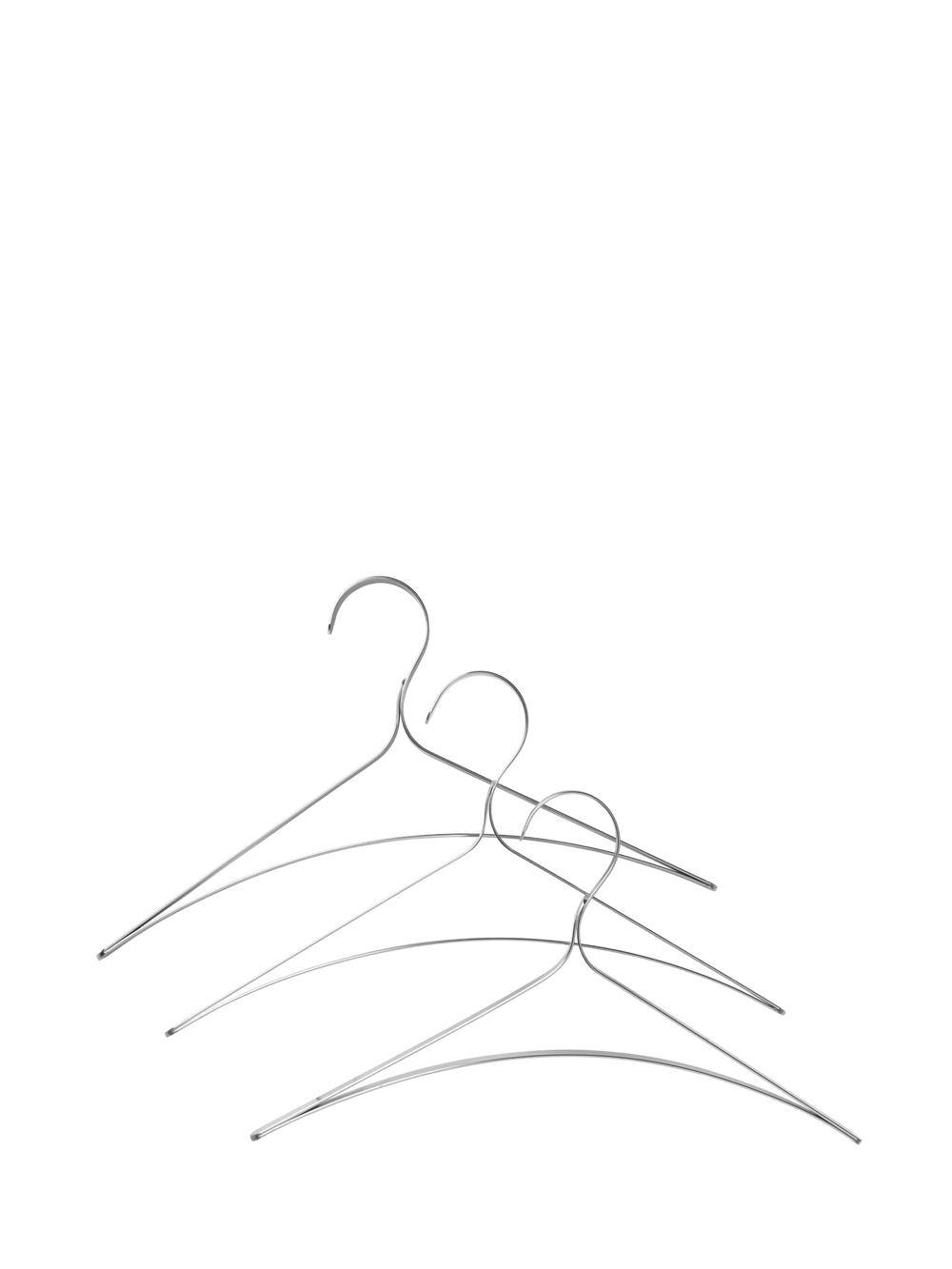 Bowline Clothes Hanger in stainless steel, set of three slim bent wire hangers