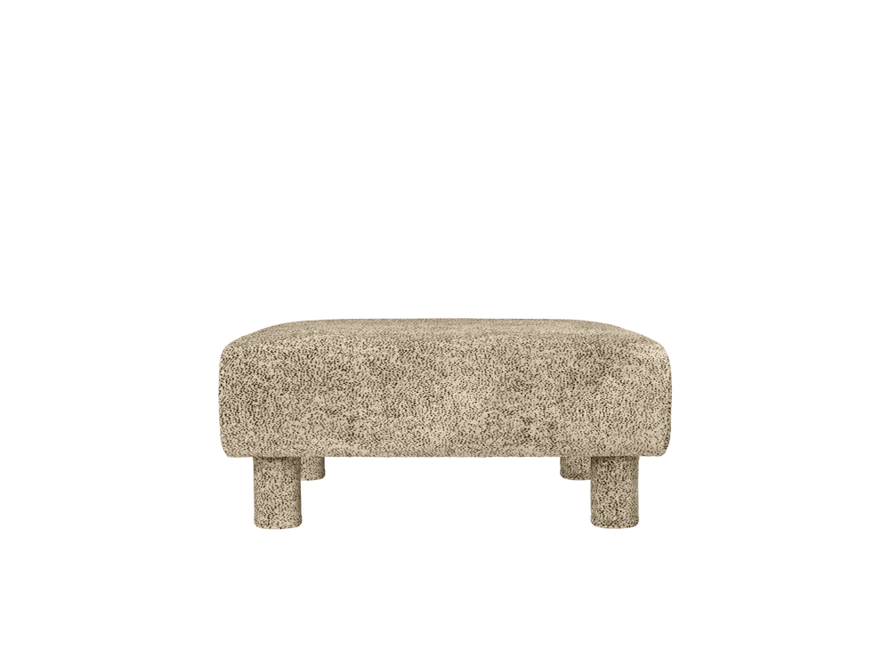 Dase Ottoman in Poppy Velvet Butter/Black with upholstered cylindrical legs