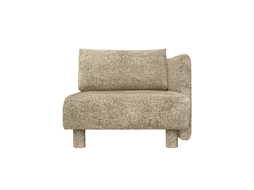 Dase Sofa Chaise Longue Right in Poppy Velvet Butter/Black with upholstered legs