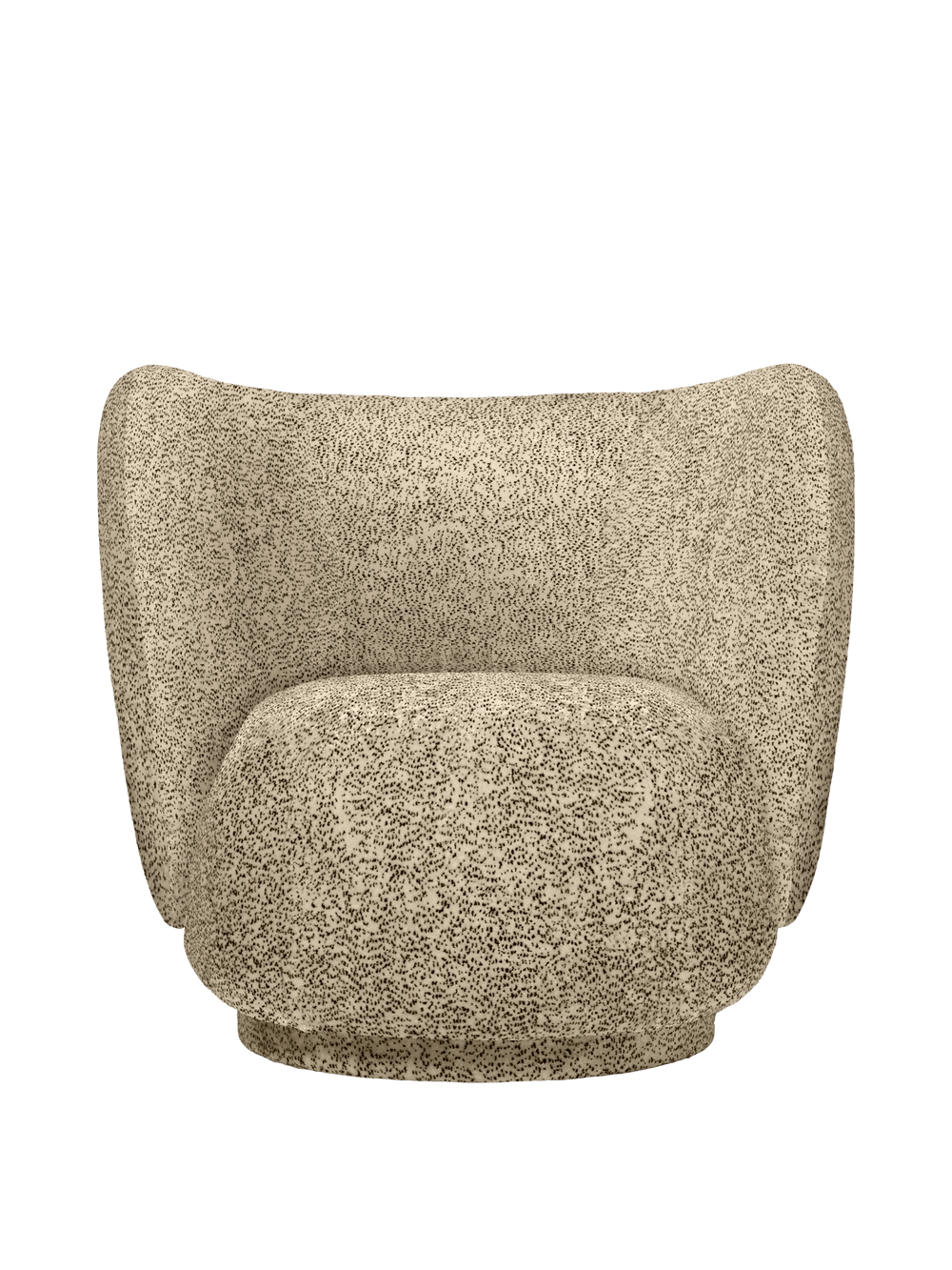Rico Lounge Chair in Poppy Velvet, Butter/Black, with rounded back and seat