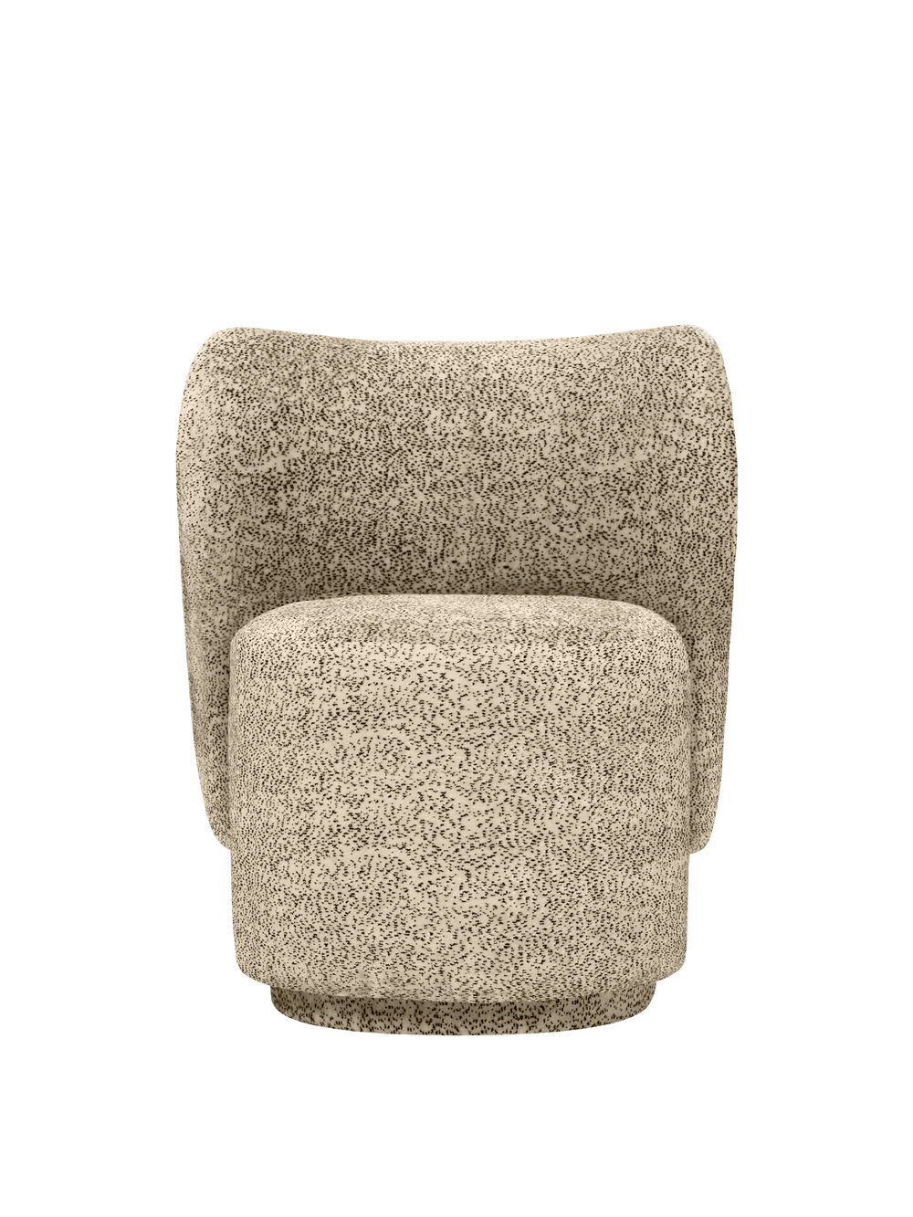Club chair with curved back and swivel base in Poppy Velvet Butter/Black