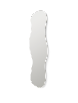 Pond Mirror in dark chrome, full size with curved organic silhouette