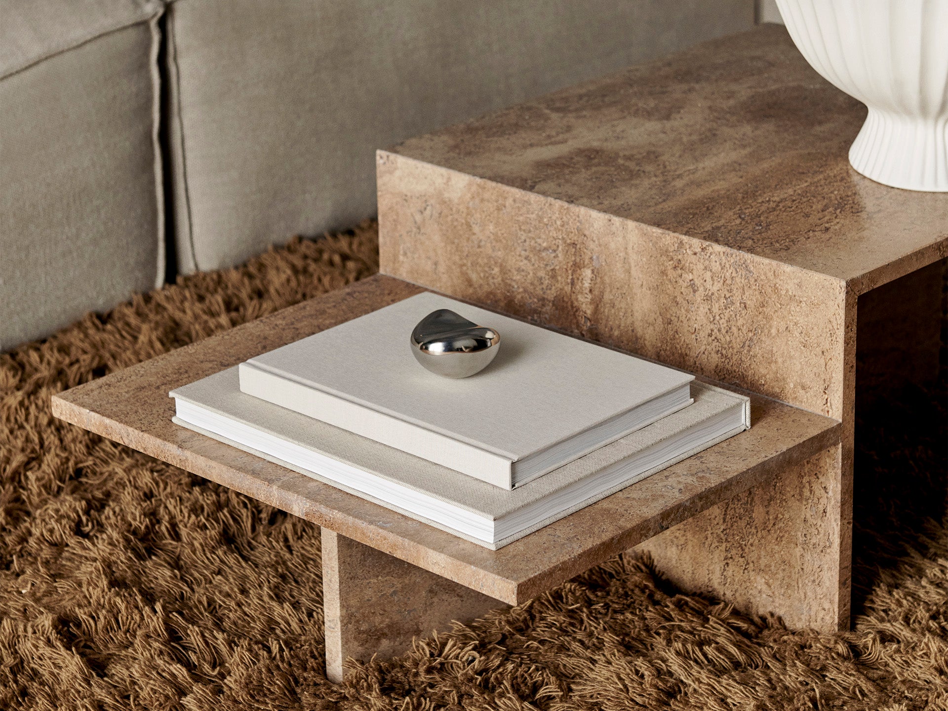 Distinct Coffee Table - Dark Brown Travertine | Ferm Living